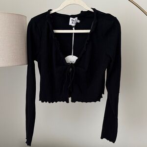 Princess Polly Black Ruffle Long Sleeve Top